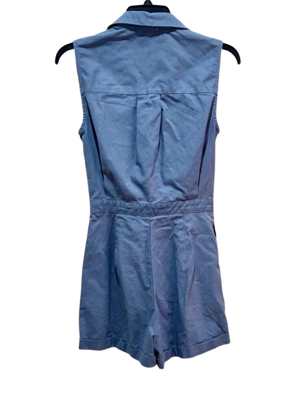 Pinch Blue Belted Utility Romper Collared Sleeveless Button Front Size Small - Picture 3 of 6